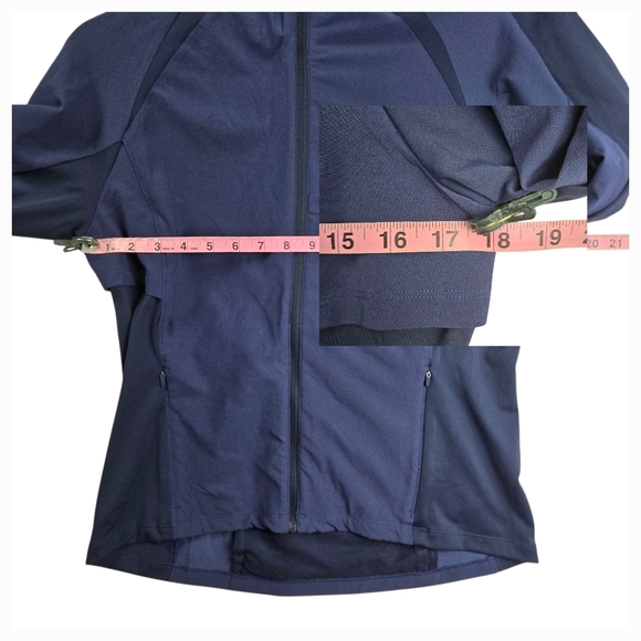 Brooks Fusion Hybrid Jacket Navy Blue Bolt Packable Built-In Mesh Backpack - Picture 14 of 16